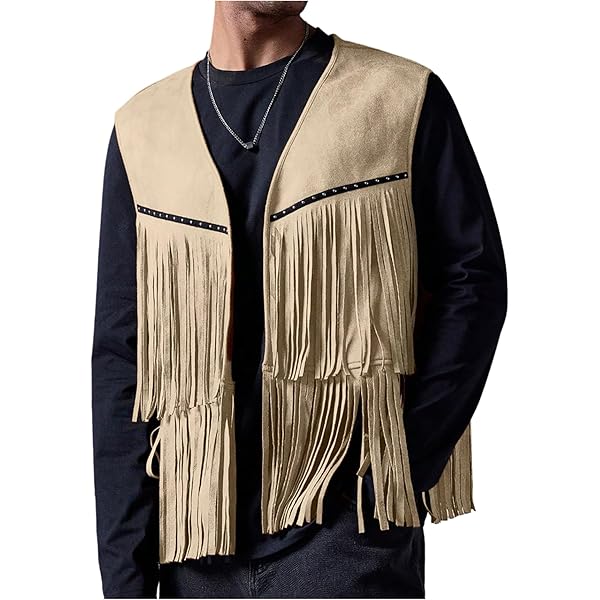 FRINGE VEST SET SUEDE JACKET ブラウンM Morgan Men's Brown Suede Leather Fringe Vest - NYC Jackets